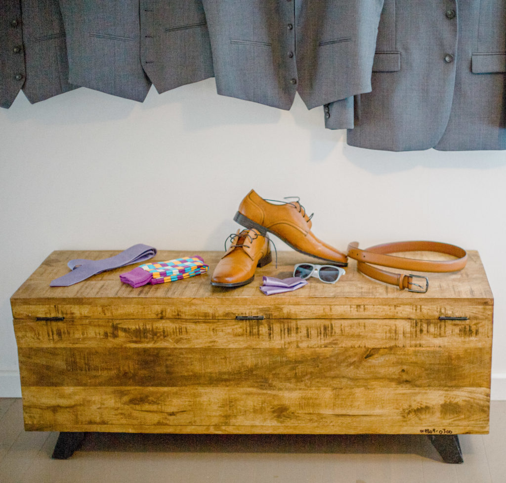 Shoes, Socks, Tie, Belt, Sunglasses, Grey Suits, all paired up with a Lavender Theme Wedding.
