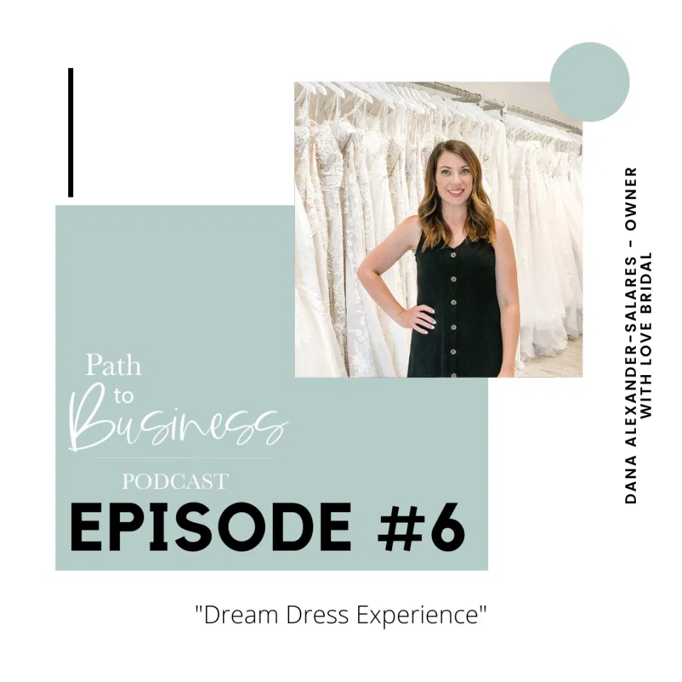 Dream Wedding Dress Experience - With Love Bridal Boutique Owner Dana tells us the story of how she built her business from the ground up. - Path To Business Podcast - Grey Loft Studio - Bethany Barrette