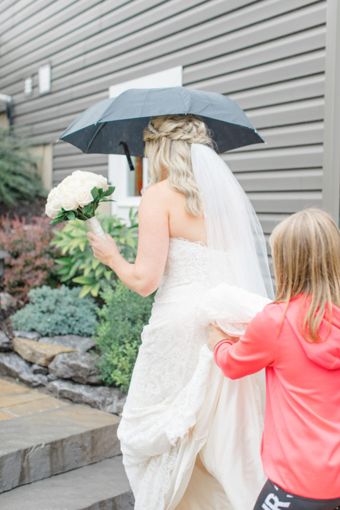 Bride Walking in the Rain - Stittsville 