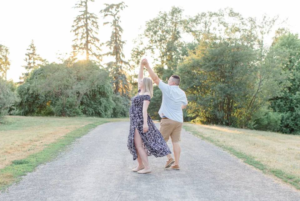 Natural Posing for Real Couples - Summer Engagement Session inspiration - Neutrals, Blues, Flowy Dress - Floral Print Navy - Grey Loft Studio - Ottawa Wedding Photographer - Wedding Videographer - Fun, Natural, Bright Photo Video Team. - Photographe - Greyloft - Ottawa Engagement Pictures
