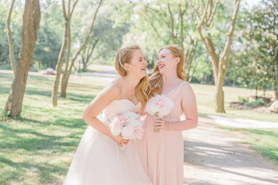 Fun shots with Bridesmaids - Rose Gold Sequinned Dresses -  Stonefields Estate-  Bright and Airy - Natural Wedding Posing - Modern Wedding Blush &. Navy Wardrobe inspiration-  Romantic white with greenery, blush and navy theme. Grey Loft Studio is Stonefields Wedding and Engagement Photographer for Real couples, showcasing photos that are modern, bright, and fun.