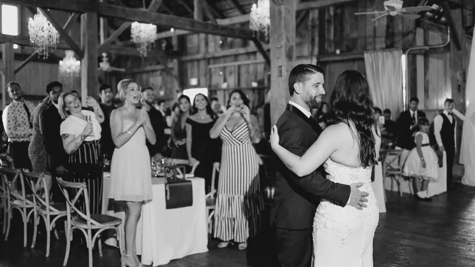 First Dance - Black and White -Evermore Wedding and Events, Almonte - Bright, Modern, and Fun Wedding Photography. Grey Loft Studio . Wedding Photographer Ottawa. 