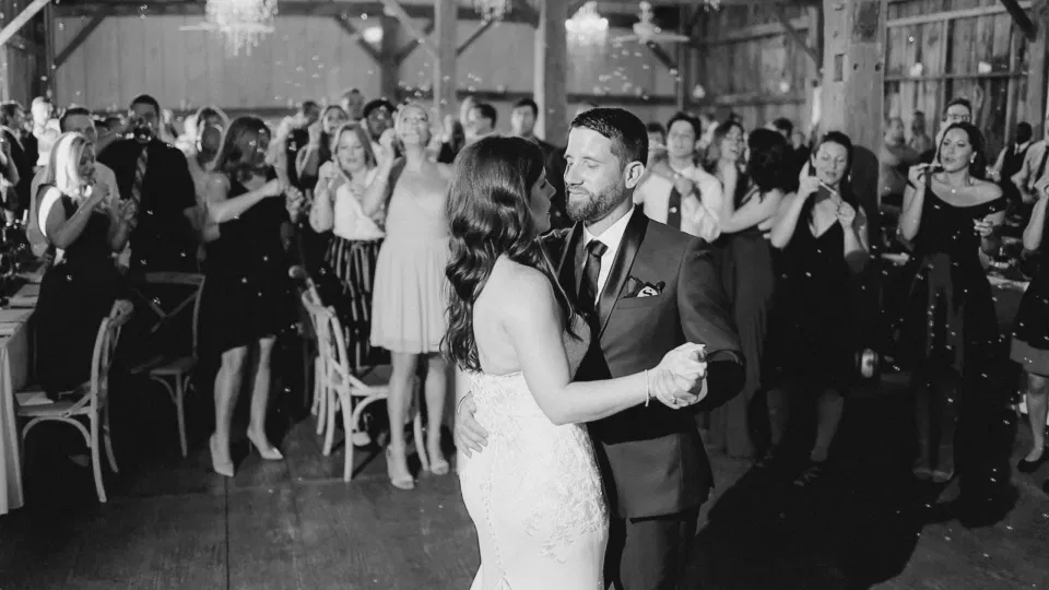 First Dance - Black and White -Evermore Wedding and Events, Almonte - Bright, Modern, and Fun Wedding Photography. Grey Loft Studio . Wedding Photographer Ottawa. 