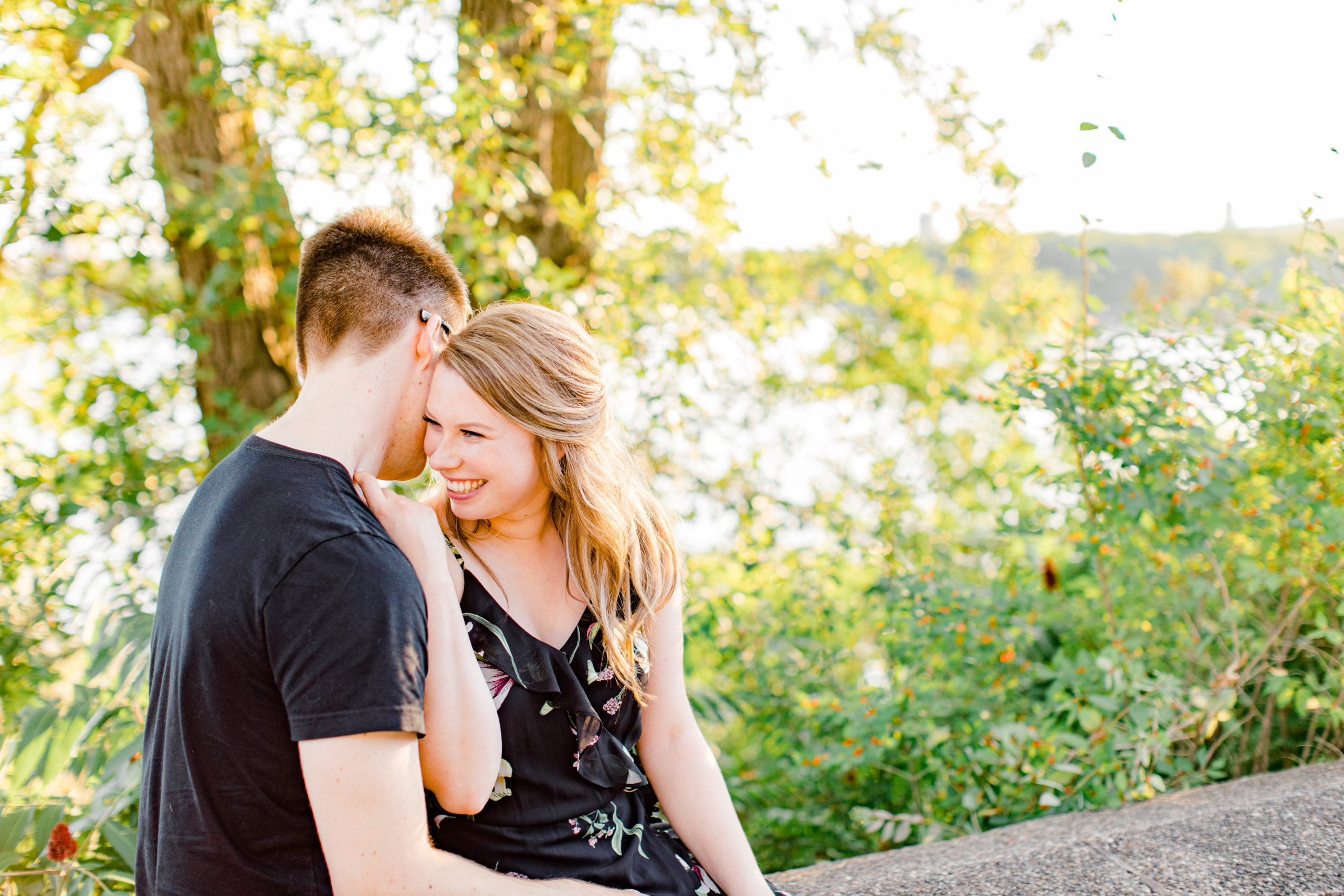 engagement session on the hill overlooking the water downtown ottawa