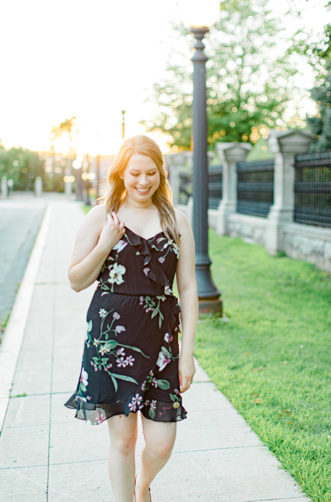 Engagement Hair Inspiration - Bride to Be - Engagement Photo Must haves - Black Floral Dress