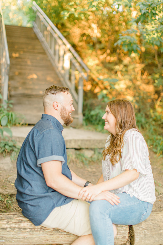 Sitting on a log - during engagement session