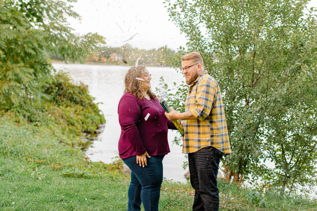 Confetti Kiss during an Engagement Session - Ottawa Wedding Photographer - Grey Loft Studio - Wedding in Ottawa - Smoke Bombs & Confetti during Photo Session
Yellow & Plaid with Burgundy Knit Sweater and Jeans