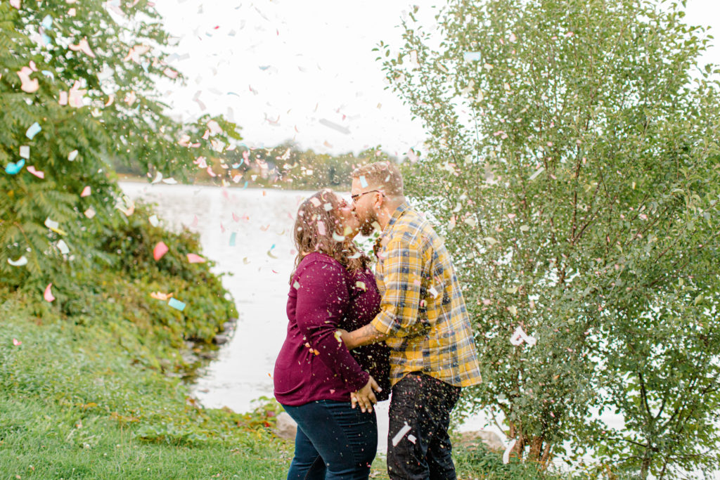 Confetti Kiss during a Session - Ottawa Wedding Photographer - Grey Loft Studio - Wedding in Ottawa - Smoke Bombs & Confetti during Photo Session
Yellow & Plaid with Burgundy Knit Sweater and Jeans