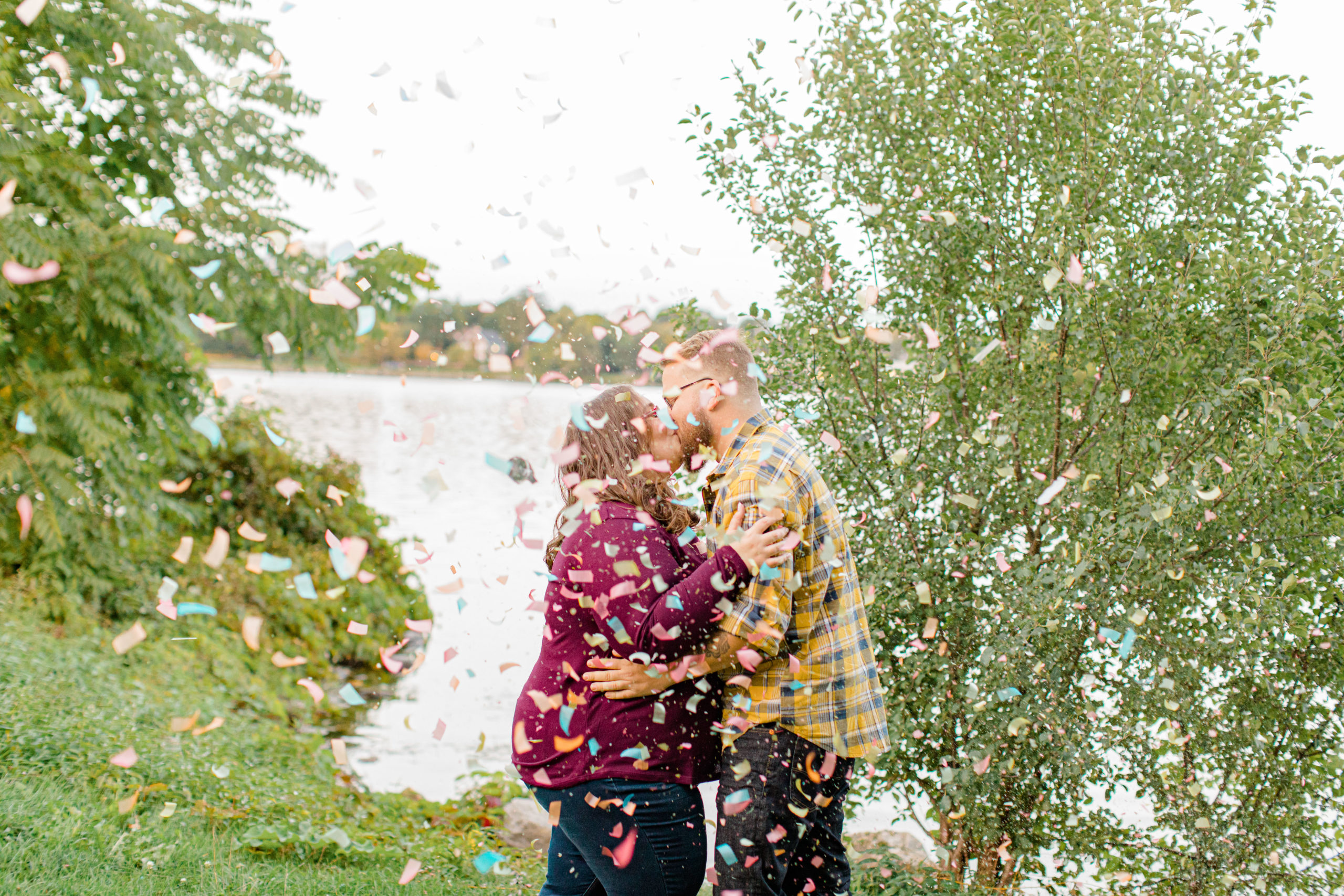 confetti during engagement session ottawa wedding photographer