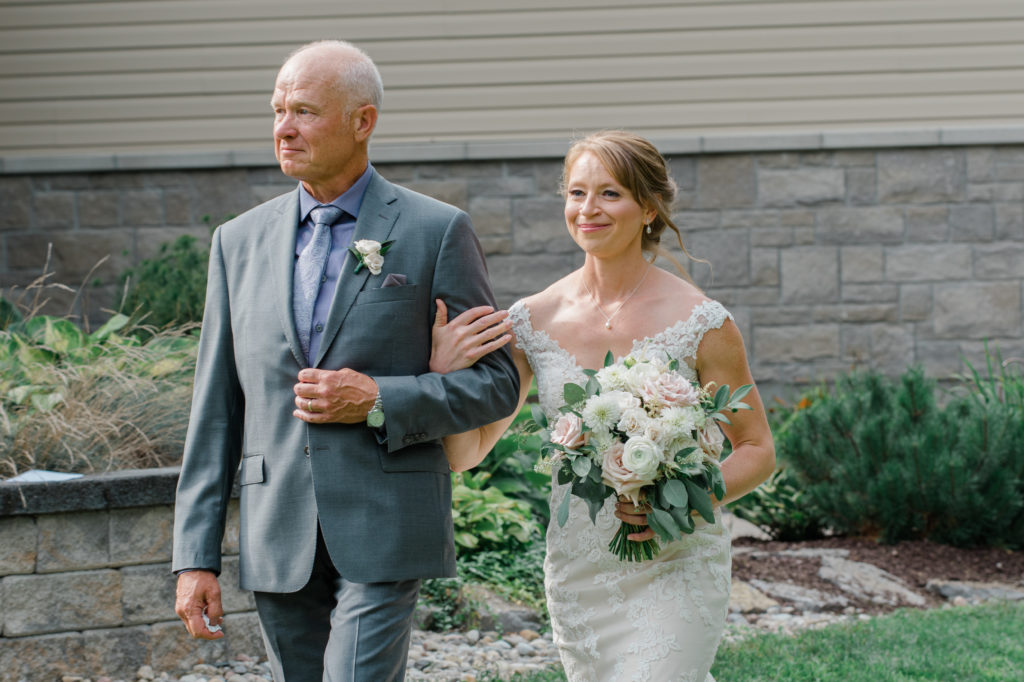 Tips to have a smooth wedding rehearsal Ottawa-Grey Loft Studio - Ottawa Wedding Photographer - Ottawa Wedding Videographer - Bride Walking Down the Aisle - Father and Daughter Walking on Wedding Day - Bride and Father walking down the aisle