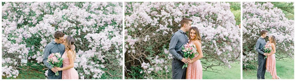 Lilac Lane Photos - during Engagement Session Ottawa - at the Arboretum in Ottawa. 
Pink & Grey, taupe heels, florals, and a charcuterie board. Grey Loft Studio Wedding Photographers & Videographers. 