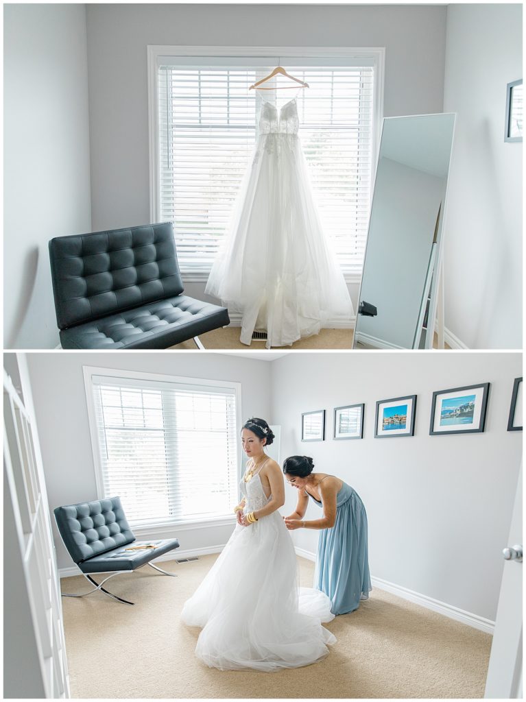 Wedding Dress from China in Window - Lisa & Pat - Grey Loft Studio - Wedding Photo & Video Team - Light and Airy - Ottawa Wedding Photographer & Videographer