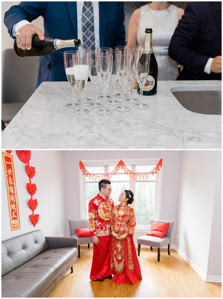 Bride & Groom to be in Chinese Ceremonial Gowns. Lisa & Pat - Grey Loft Studio - Wedding Photo & Video Team - Light and Airy - Ottawa Wedding Photographer & Videographer