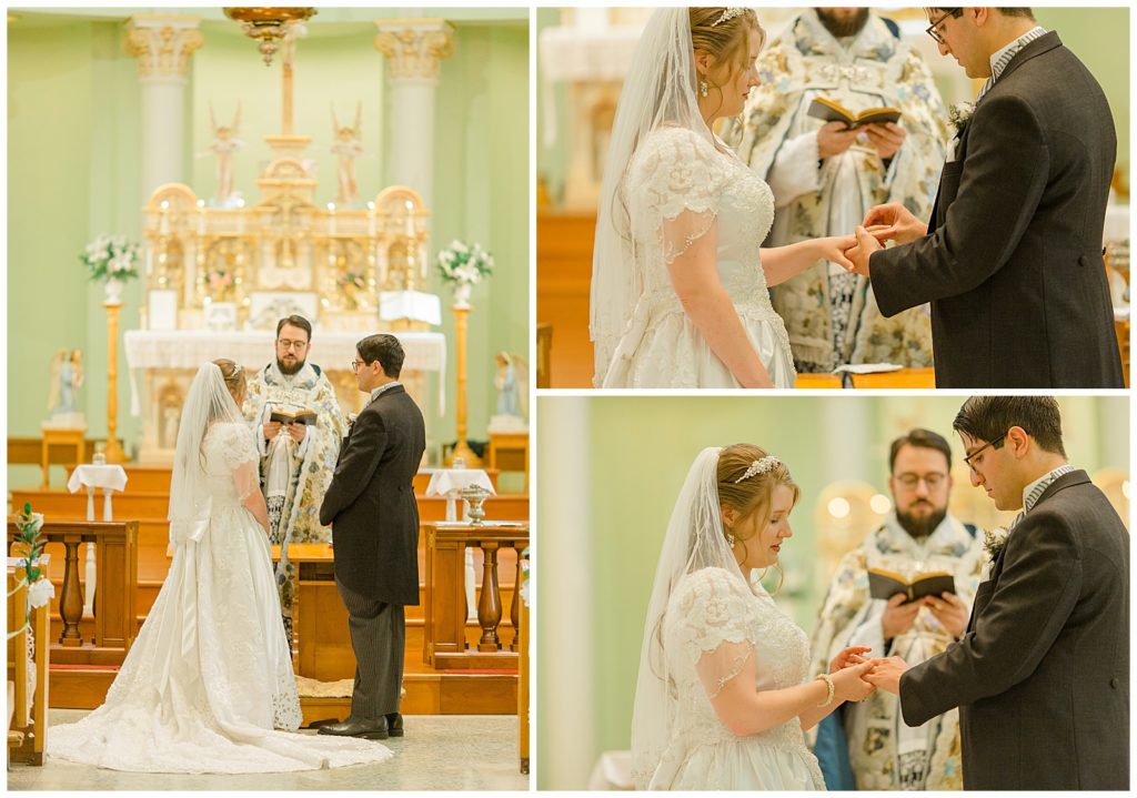 Bride and Groom exchanging Rings - St Clements Parish Ottawa - Wedding Day - Grey Loft Studio - Wedding Photographer