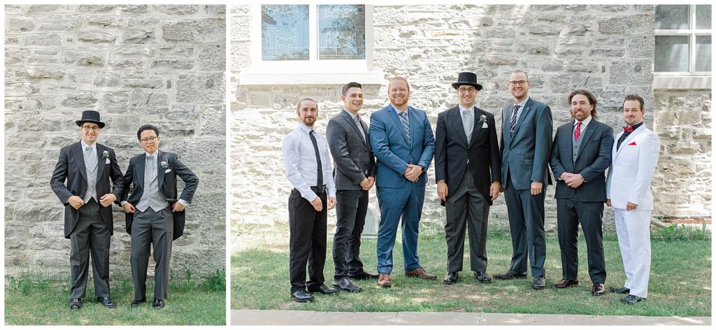 Groom and Groomsmen before the ceremony - St Clements Parish Ottawa - Wedding Day - Grey Loft Studio - Wedding Photographer