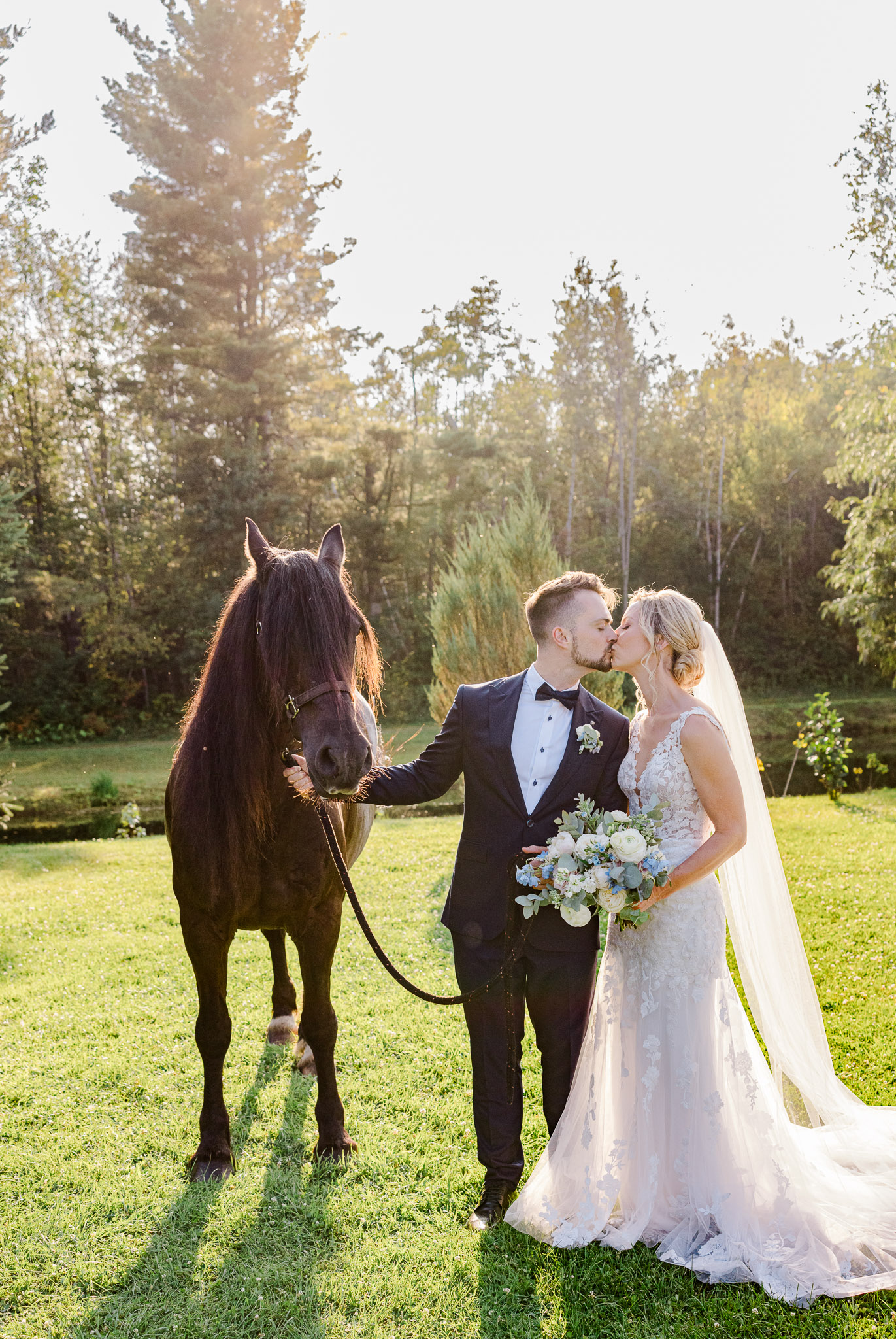 bean town receptions wedding horse with bride and groom